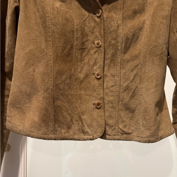 Live a Little Brown Suede Leather Jacket Blazer Size S Western Rustic Moto Chic - Picture 4 of 16